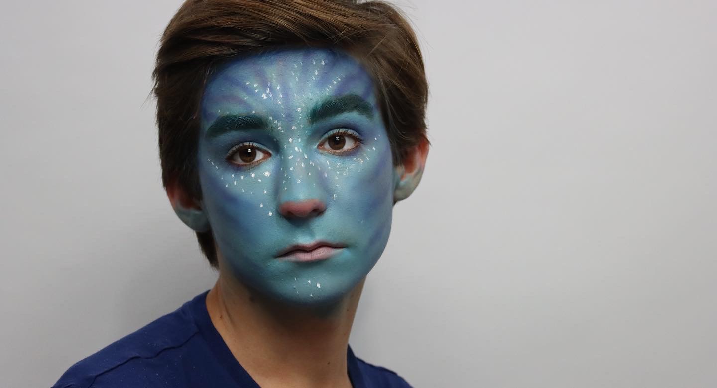 Blue alien face paint