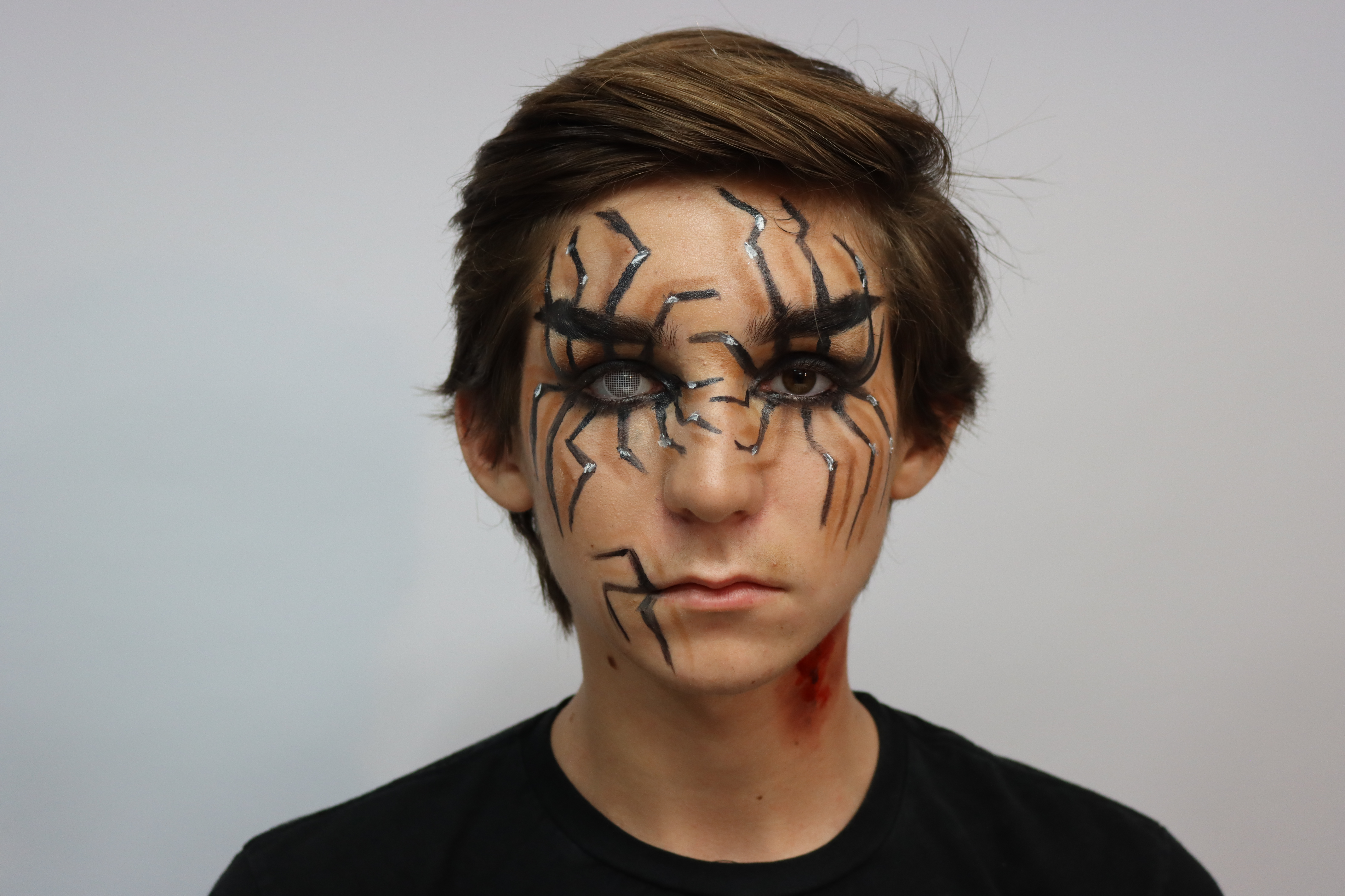 Spider-web eye graphic with lens